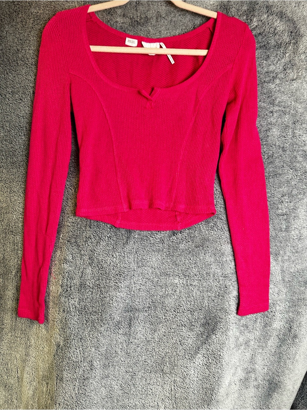 Out from under Hot Pink Ribbed Long Sleeve Crop Top